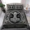 Viking Vintage King Queen Duvet Cover Norse Myth Bedding Set Medieval Folklore Totem Quilt Cover Grey Polyester Comforter Cover 1