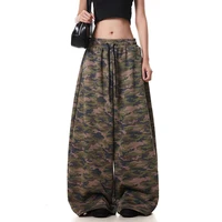 Pantalon Cargo Baggy de Camouflage pour hommes, taille haute, droit, jambes larges, surdimensionné, esthétique d'automne, jean Vintage Y2K des années 2000 5