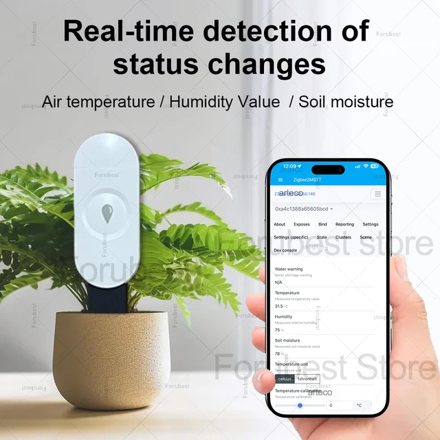 Smart ZigBee Soil Moisture Sensor Temperature and Humidity Meter Thermo Hygrometer Garden Automation Irrigation Detector For Z2M 3