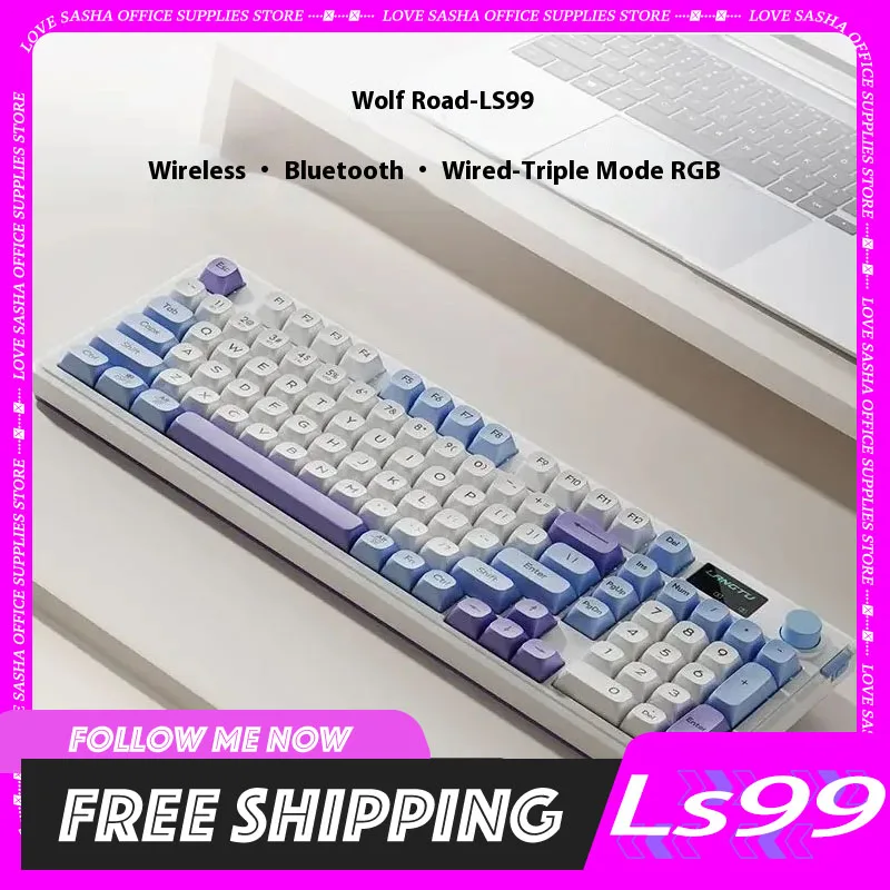 

Рукоятка клавиатуры Langtu Ls99, 3 режима, Bluetooth, беспроводная Стандартная прокладка, 99 клавиш, светодиодный экран Rgb для геймеров, офисные аксессуары, подарки
