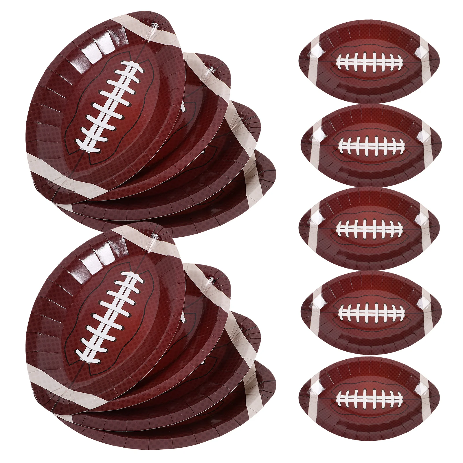 20pcs Football Paper Plates Disposable Oval Trays Deep Brown Rugby Theme Party Supplies Serving Plates Dessert Kitchen