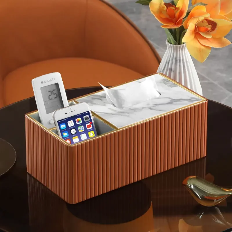 Tissue Box, Living Room Paper Drawer, Desktop Multifunctional Remote Control Storage Box 4