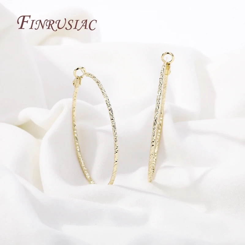 14k Gold Plated Hoop Earrings For Women - Big Flat Huggie Hoops In 30mm, 40mm, 50mm, 60mm Sizes