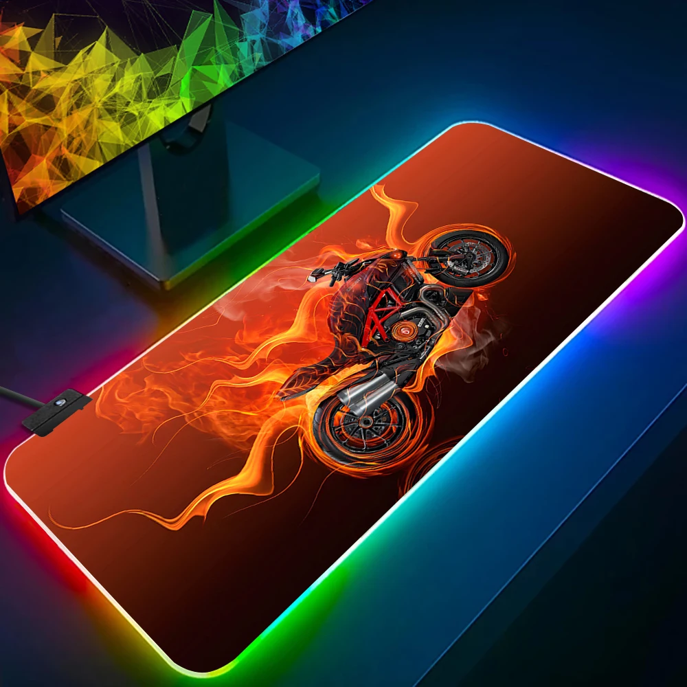 

Trendy Ducatis logo motorcycle RGB Pc Gamer Keyboard Mouse Pad Mousepad LED Glowing Mouse Mats Rubber Gaming Computer Mausepad