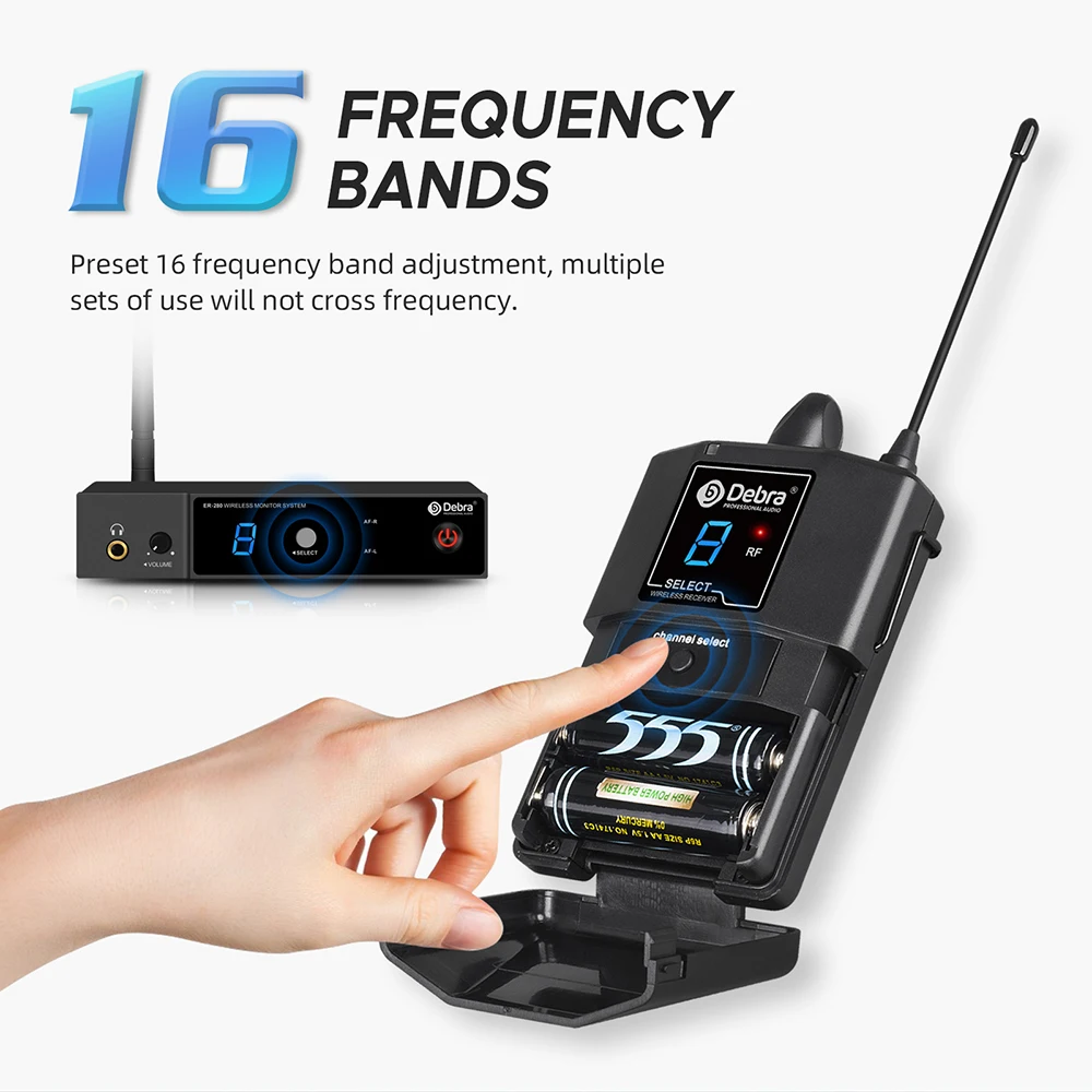 Debra ER-280 Mono Channel UHF In Ear Stage Monitor Wireless System With Multiple Transmitter For Small Concerts Stage Performa wireless in ear monitor