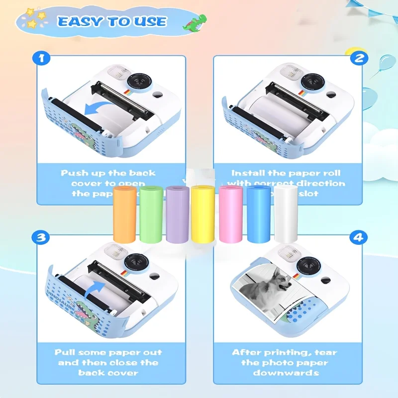 Mini Thermal Printer Photo Paper, 57mm x 25mm, Compatible with Most Instant Cameras, Rolls of Colorful Thermal Paper