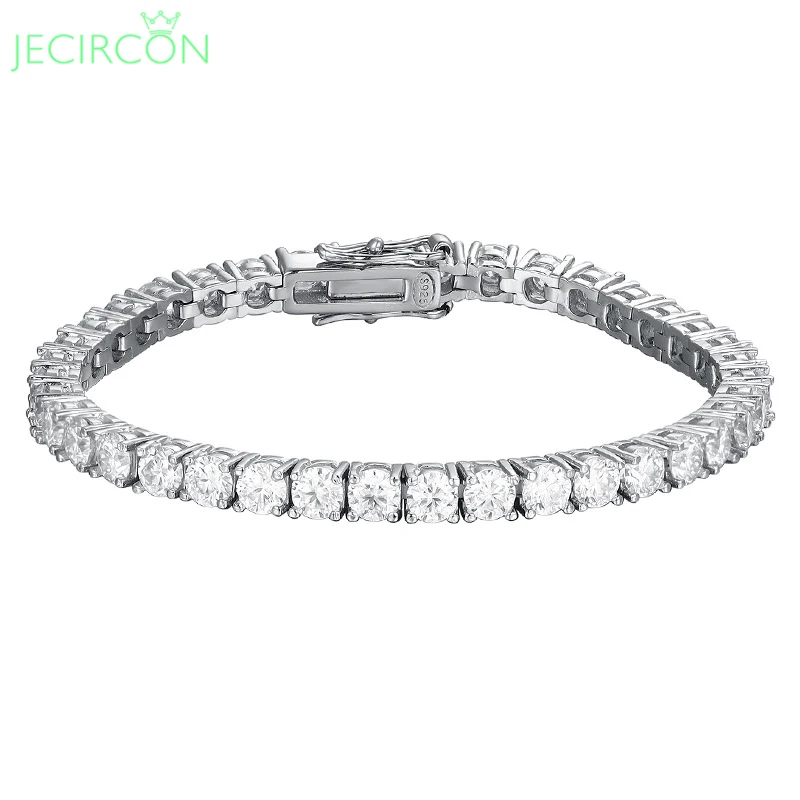 

JECIRCON 0.3 Carat Moissanite Bracelet for Men/Women Full Diamonds Simple Trendy Tennis Chain 925 Sterling Silver Hand Jewelry