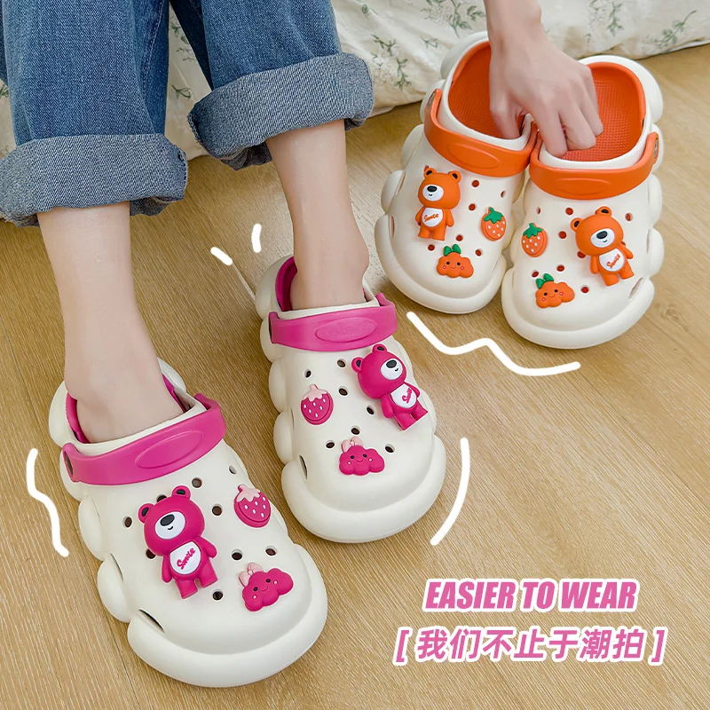 Qyckaby Sandals Clogs For Men Cartoon Bear Pattern Casual Qyckaby Sandals Clogs For Men Cartoon Bear Pattern Casual