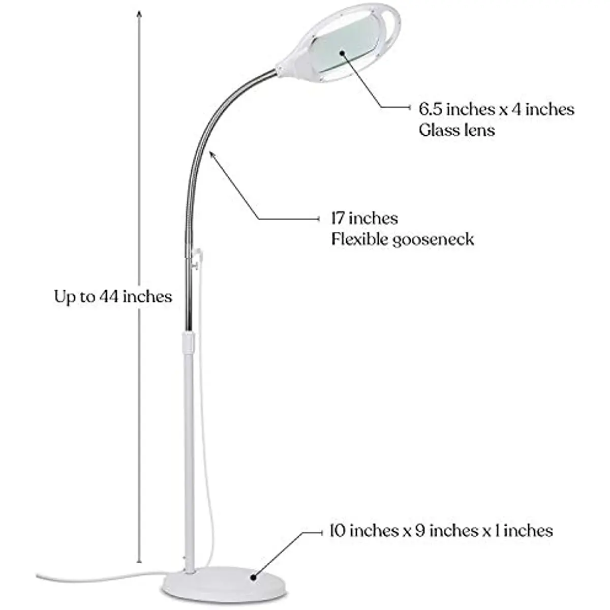 Magnifying Floor Lamp 3X and Bright LED Floor Lamp Hand Free with Adjustable Gooseneck