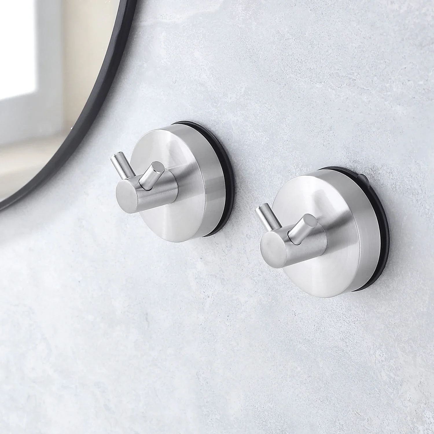 2pcs Strong Shower Suction Cup Hook Stainless Steel Vacuum Towel Hooks Black Waterproof Kitchen Bathroom Hook Robe 5KG self adhesive hooks multifunctional hooks towel holder kitchen hook self adhesive wall hooks suction cup hook shower handle grab bars heavy duty hooks bathroom organizer shaving razor holder