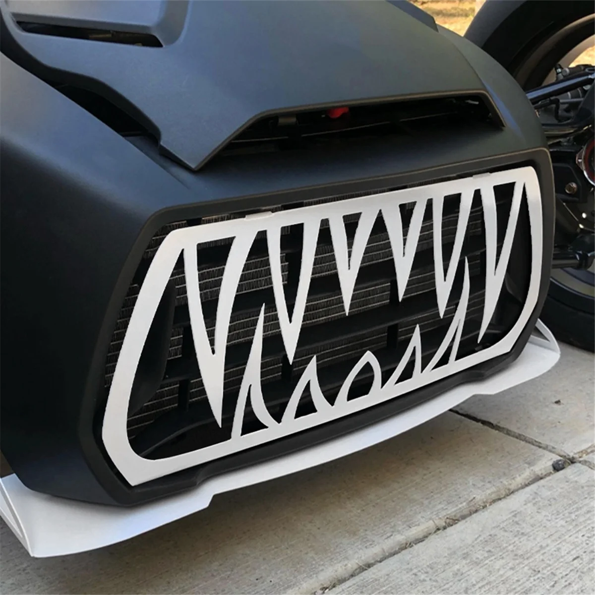 Motorcycle Front Grill Teeth Insert for Can-Am Ryker 600/900/Rally/Sport Accessories, Aluminum Grilles Mesh Set White