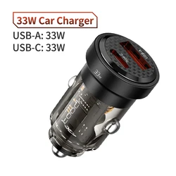 Toocki 33W USB C Car Charger with Quick Charge PD 3.0 and SCP 5A Fast Charging - 33W with cable
