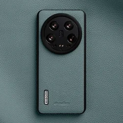 Melkco 100% Genuine Leather Premium Luxury Cowhide Phone Case with Camera Protection - Xiaomi 14 Ultra (Light blue)