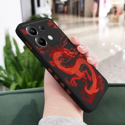 Red Cloud Dragon Silicone Phone Case Cover for Poco M4 Pro (Black)