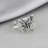 Retro Little Butterfly Ring For Women Silver Color Punk Gothic Adjustable Open Ring Cute Jewelry Accessories love Gift For Girl 4