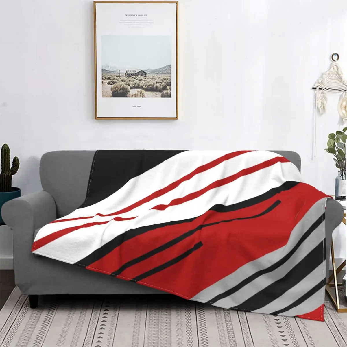 

Fleece Diagonal Stripes Design Throw Blanket Warm Flannel Elegant Abstract Geometric Pattern Blanket for Bedroom Car Couch Quilt