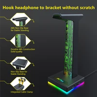 RGB Gaming Headphone Stand Dual USB Port 3.5mm Audio Port 10 Lighting Effects Desktop Gaming Headset Holder Hanger for Gamer PC - Image 5