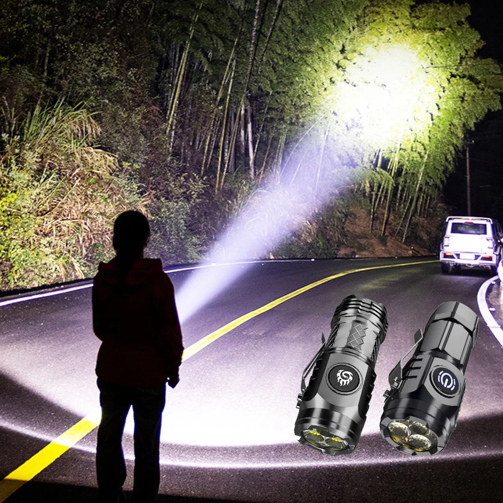 밝은 LED 손전등, 20W 고루멘 미니 손전등, 18350 배터리 컴팩트, 하이킹 탐험용 강력한 비상 손전등
