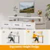 47 Inch Computer Desk with 3 Drawers and Storage Shelves, Small Home Office Desk with Monitor Stand, Study Writing Table 6