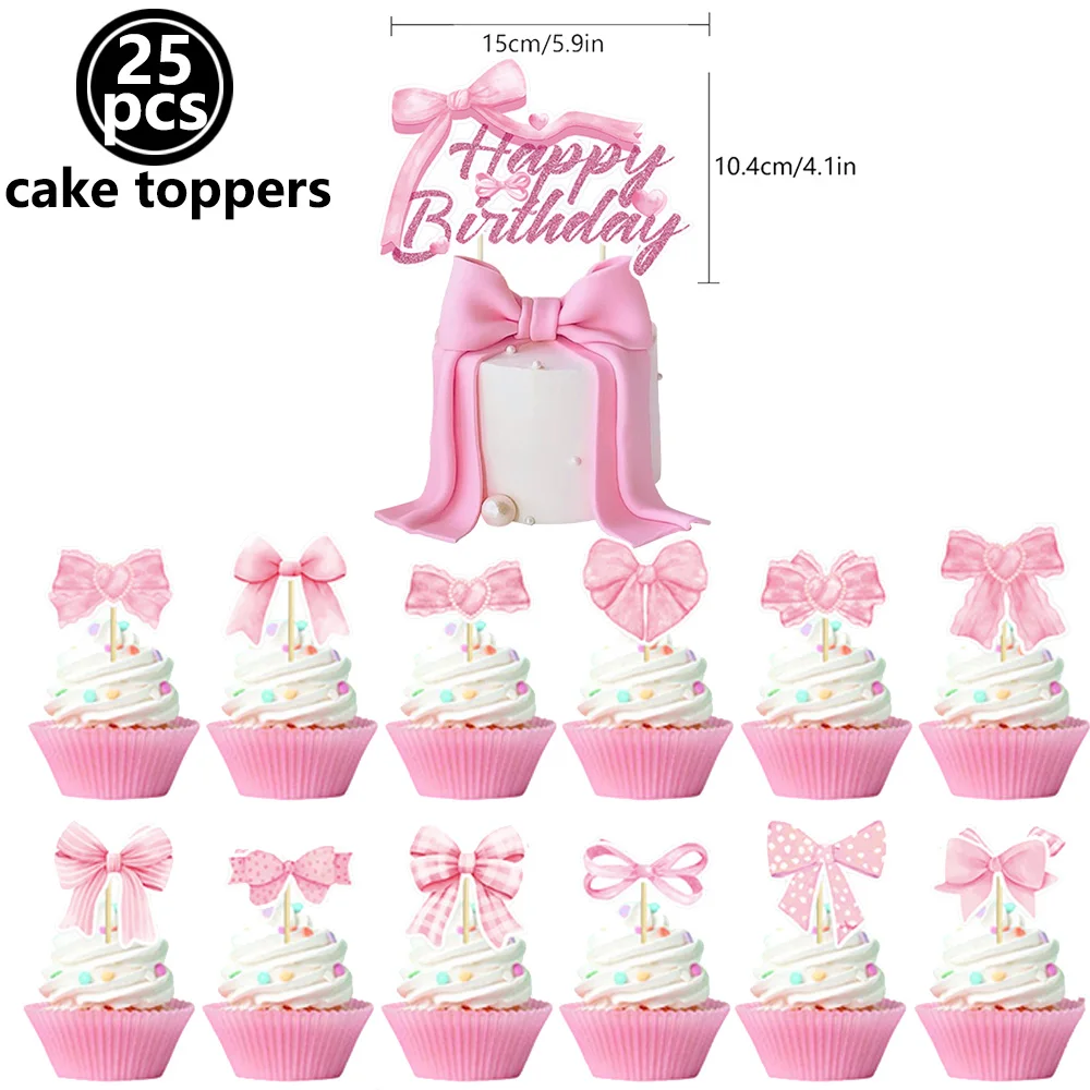Pink Bow Theme Disposable Paper Napkins - 20pcs for Birthdays, Baby Showers, and Weddings