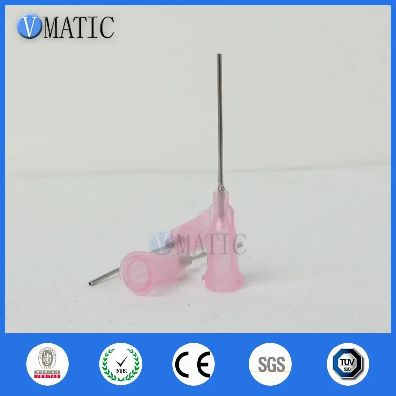 100Pcs 20G Pink 1'' Stainless Steel Glue Dispensing Needle Tube Length 25.4mm Dispense Needle 1 Inch