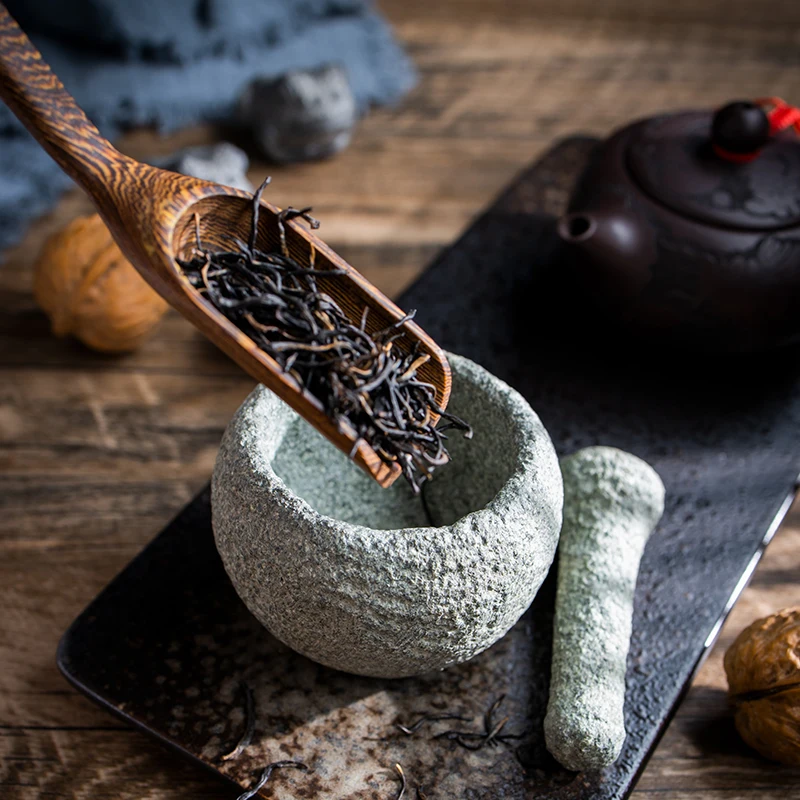 60mm Chinese Style Spice Mill Grinder Set Bowls Handheld Seasoning Mills Grinder Stone Mortar and Pestle Tools Set Miniatures 2