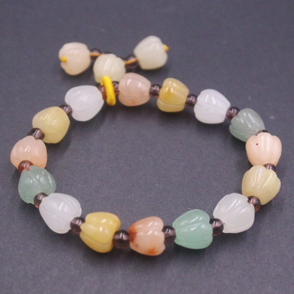 

Natural Colorful Jade Men Women Lucky Gift Best 10mm Carved Stripe Beaded Bracelet