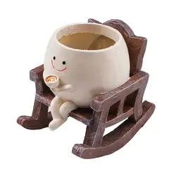 Charming Smile Face Succulent Planter - Unique Rocking Chair Design, Indoor/Outdoor Gift Planter (1pcs)
