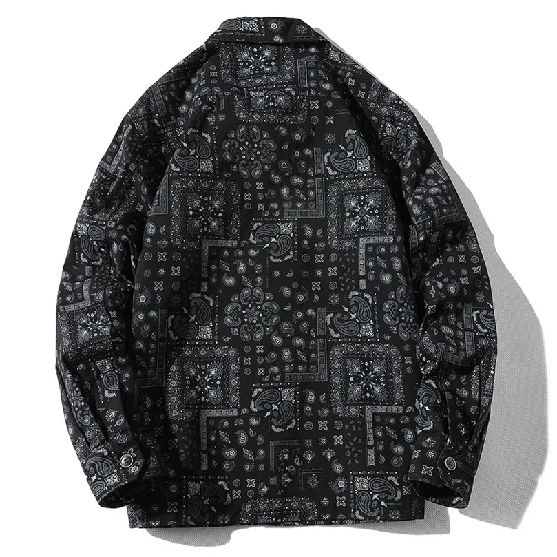 100% Cotton Bandana Paisley Print Men's Spring Jacket Turn Collar Long Sleeve Youth Coat Thin Autumn Windbreaker 2025 3