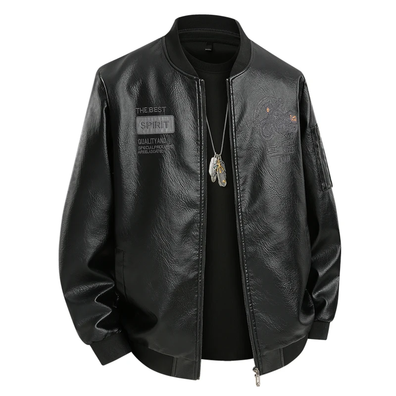 Lederjacke Herren Moto Mäntel Übergroße 6XL 7XL 8XL Plus Größe 2025, Straße Frühling Schwarz Herbst Hip Hop Wasserdicht Softshell – Detail 11