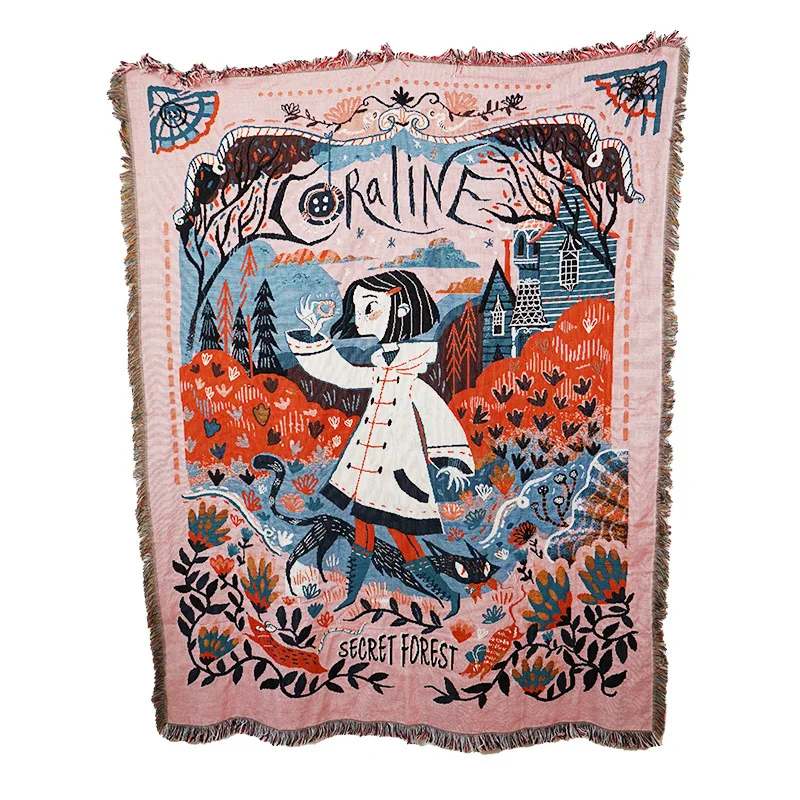 

Secret Forest Gothic Thread Blanket Throw Tapestry Decoration Sofa Cover Picnic Camping Blanket Nap Leisure Bedspread