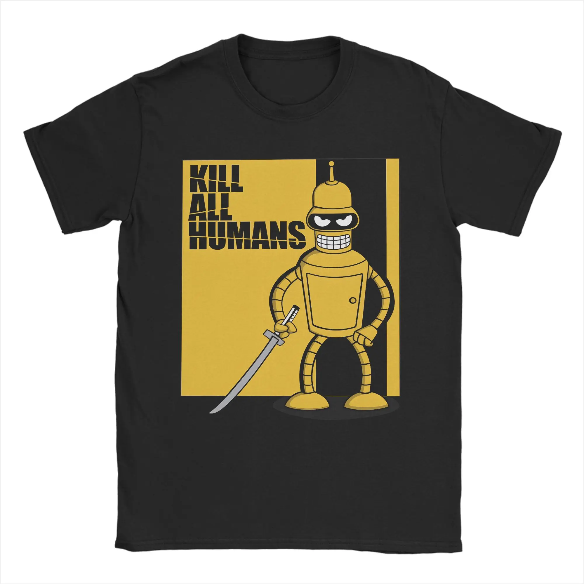 Benders Kill All Humans T-Shirt Sommer Hip-Hop T-Shirts Paar Reine Baumwolle O-Ausschnitt Übergroße Kleidung Kurzarm Vintage Tops