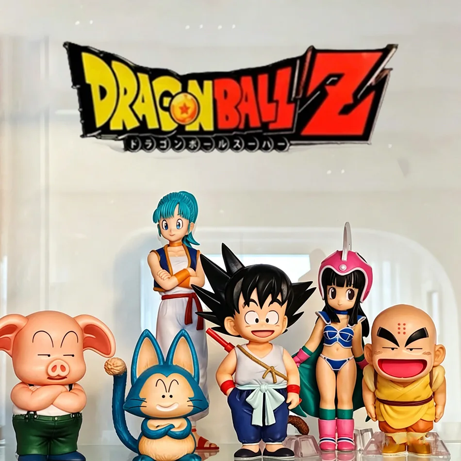 Auf Lager 6 Stück Dragon Ball Z Son Goku Q Version Son Goku Chi-Chi Bulma Puar Krillin Oolong Actionfigur PVC-Modell Weihnachtsgeschenke