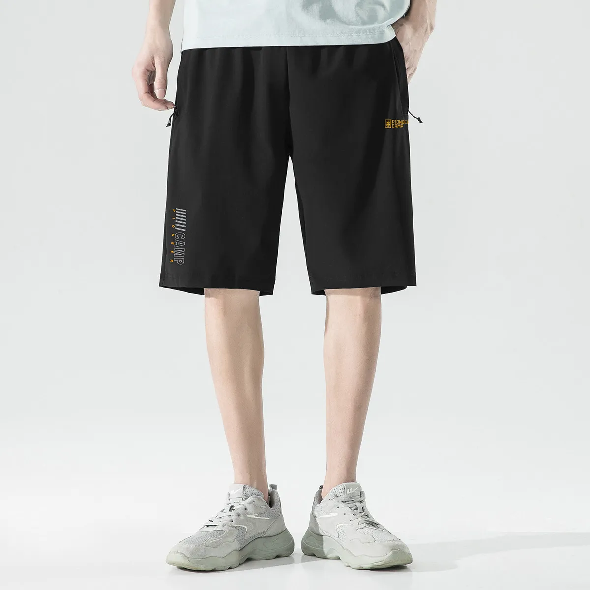 Pioneer camp 2024 summer men's light fast drying sports shorts zipper pocket straight five pants basketball fitness ADK18230123H