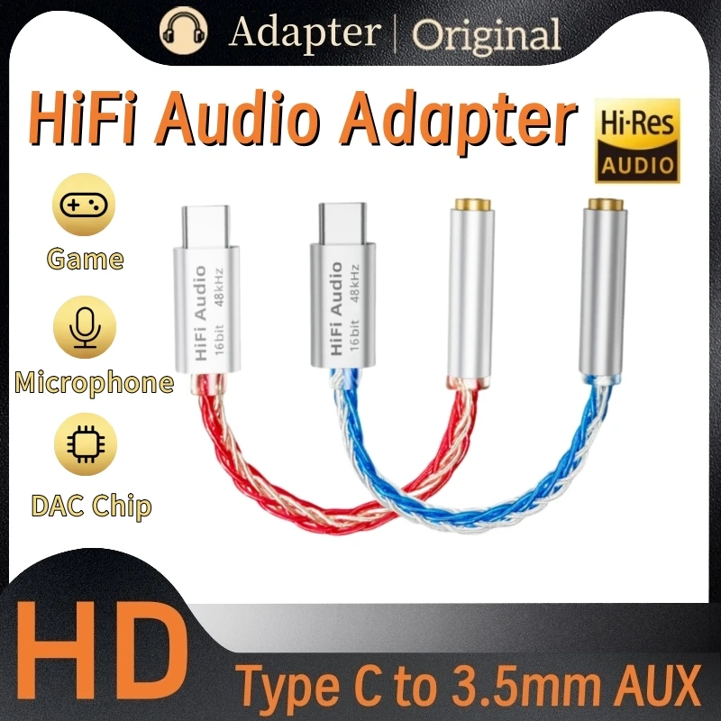 TypeC To 3.5mm AUX Adapter Earphone HiFi USB C DAC Headphone Amplifier Audio Decoder For Samsung Xiaomi Huawei Mobile Phone iPad