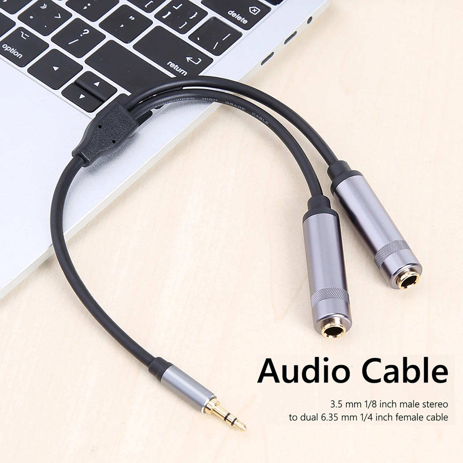 

3.5mm 1/8'' TRS Stereo Male Plug To Dual 6.35mm 1/4'' TRS Female Jack Stereo Audio Y Extension Sharing Cable for PC Amplifier