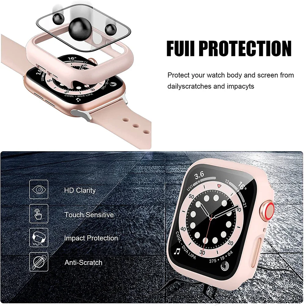 Premium Screen Protector Case with Glass Cover - Apple Watch Accessories