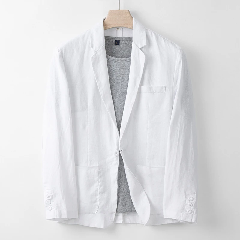 Men Summer Thin Linen Suit Jacket Business Casual Trend Single Western Coat Blazers Spring Autumn Fashion Tops