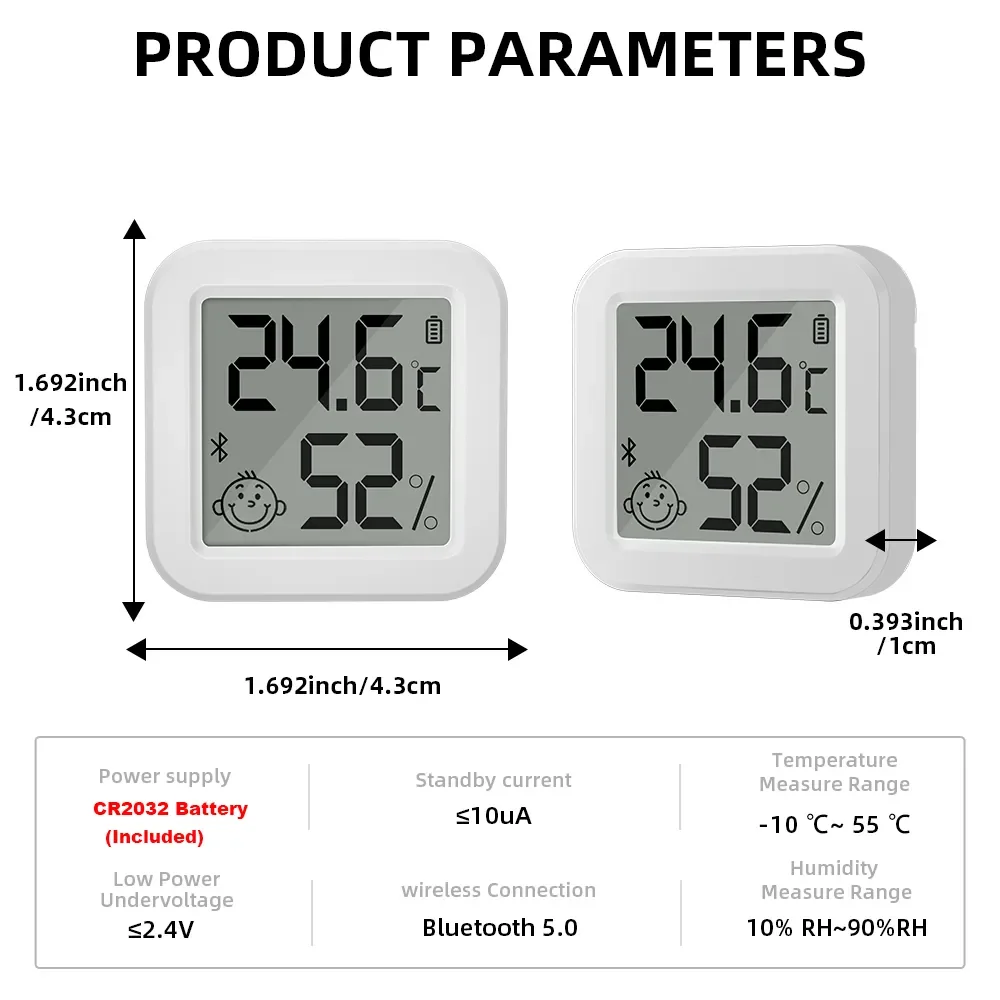 Smart Bluetooth LCD Temperature & Humidity Sensor with App Control