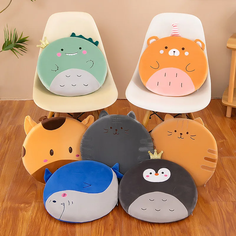 

Cushion Animal Plush Pillow Circular Shape Cloth with Soft Nap Office Classroom Chair Cushion Couch Pillow Bedroom Floor Gifts