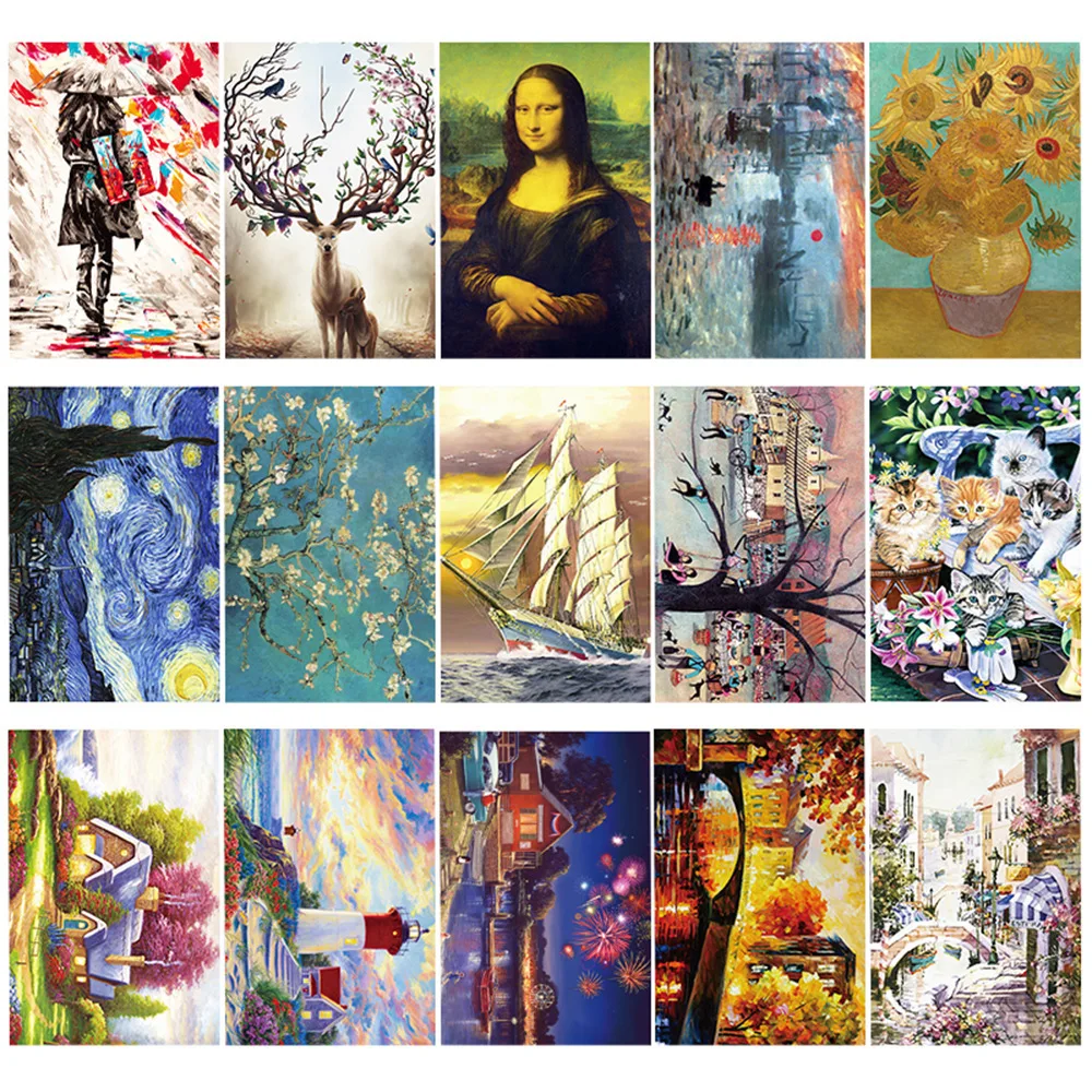 Mini Puzzle Children Adult Educational Toy Landscape Oil Painting Test Tube Puzzle Paper Blind Box Random Pattern 150-piece Gift