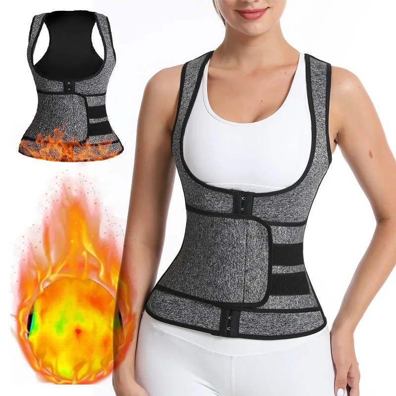

Reducing And Shaping Girdles For Women Waist Trainer Body Shaper Fat Burning Zipper Vest Weight Loss Neoprene Sauna Sweat Vest