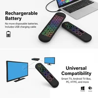 MRSVI Air Mouse Remote Control M5 Wireless 2.4G&Bluetooth With 7 Color Backlit Gyroscope Keyboard for Smart Android TV Box,PC 2