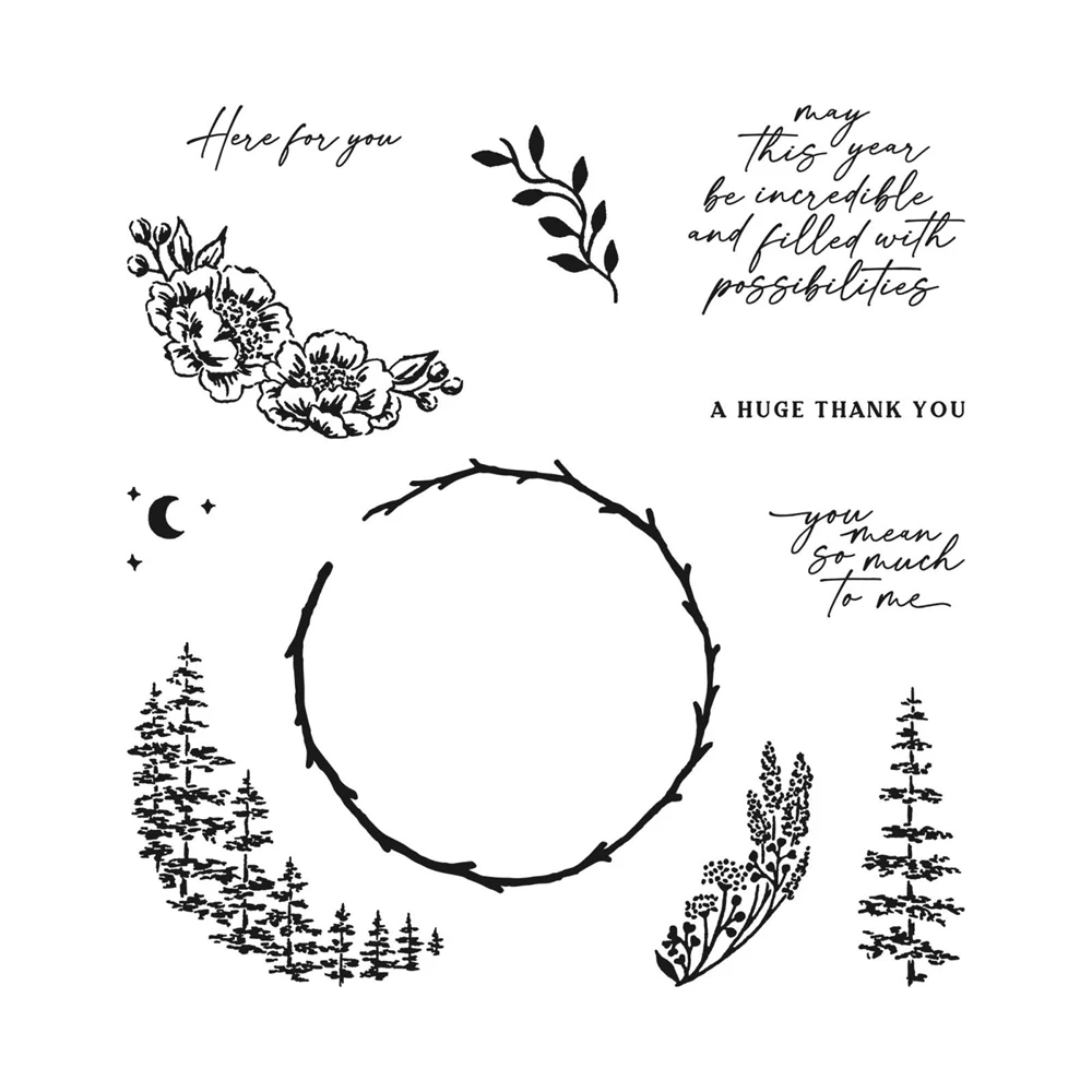 Metal Cutting Dies/Clear Stamp Encircled In Nature DIY Crafts Card Album Making Scrapbooking Stencil New