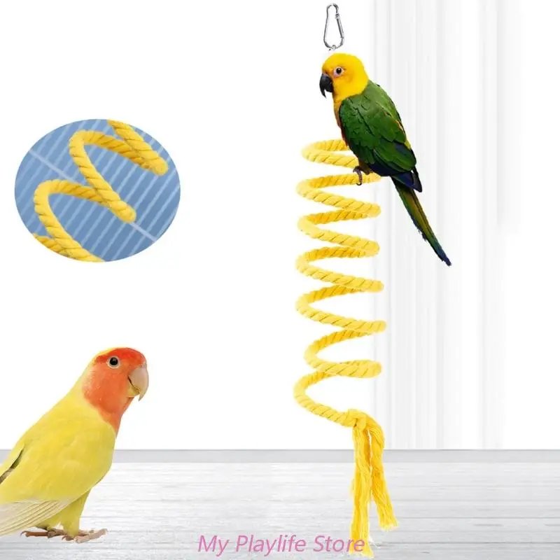 Bird Swing Toy Parrots Cage Toy Spiral Swing Pet Supplies Cotton Ladder Training for Small Size Birds Parrots Playstand