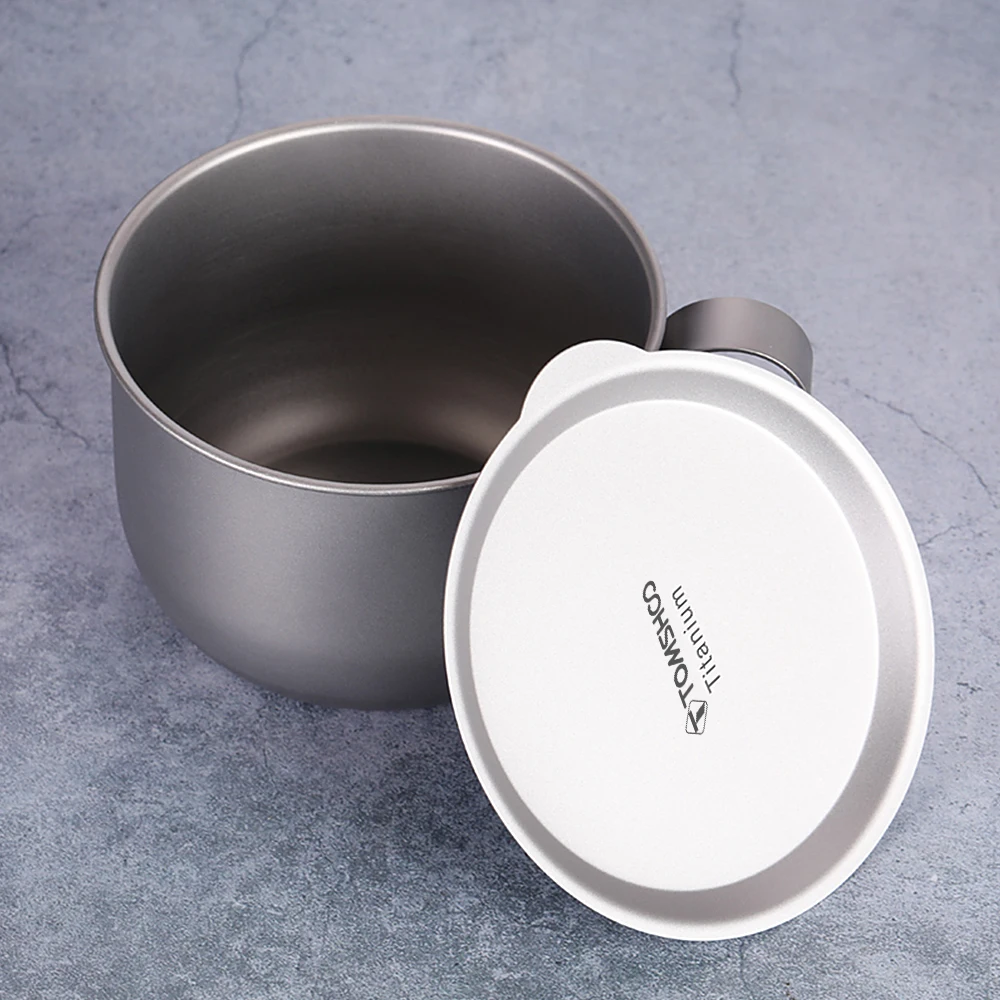 500ml Titanium Cup with Lid and Handle Camping Coffee Cup Lightweight Coffee Pot for Backpacking Hiking Camping Travelling 4