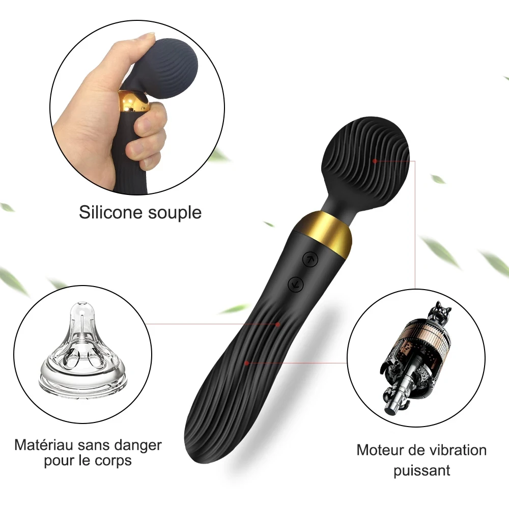 Dildo 18 Speed Vibrator Female Powerful 2 Motors AV Magic Wand Clitoris s Stimulator Adults Goods Se_voghion.com