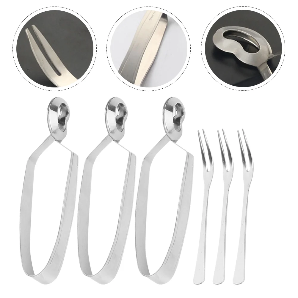 Stainless Steel Snail Tong Fork Set Kitchen Utensils Escargot Dining Tools Seafood Clip Practical Tongs Snail Forks 6Pcs
