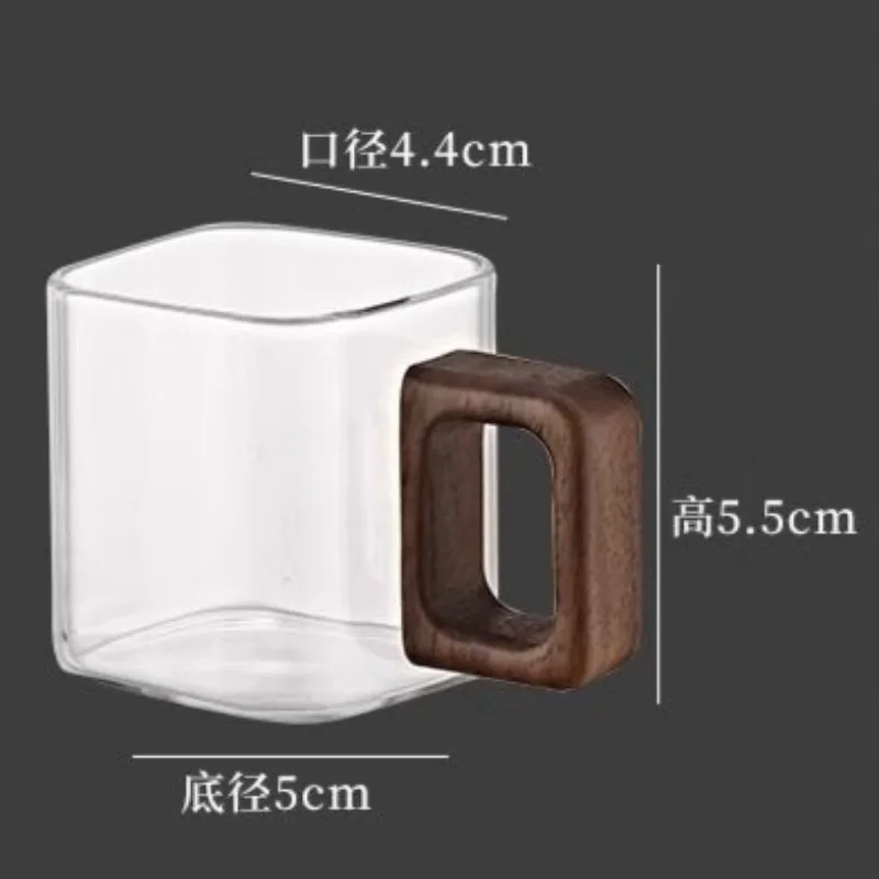 Coffee mug Small Capacity Fresh Ground Coffee Glass Coffee Mug With Walnut Wooden Handle Home Breakfast Milk Tea Cups and Mugs Drinkware