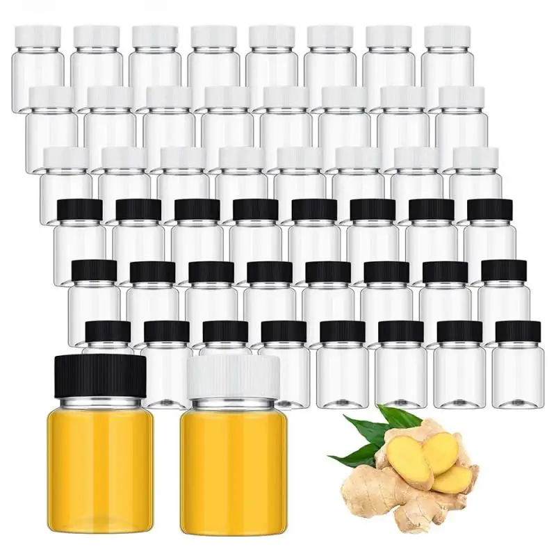 Plastic Juice Bottles 20/60Pcs 2Oz Plastic Juice Shot Bottles Small Clear Juice Bottle Leakproof Ginger Containers for Liquids Wheatgrass Ginger Jars
